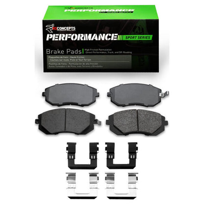 R1 Concepts Performance Sport Brake Pads and Hardware Kit for 2002 - 2007 Subaru WRX – Front | rnc2115 - 0929 - 01 - JDMuscleSPK943535