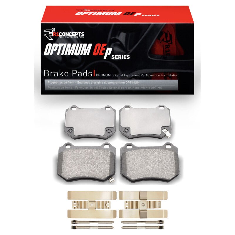 R1 Concepts R1 Optimum OEp Rear Brake Pads & Hardware Kit for 2018 - 2025 Subaru WRX | rnc2551 - 2118 - 01 - JDMuscleSPK936800