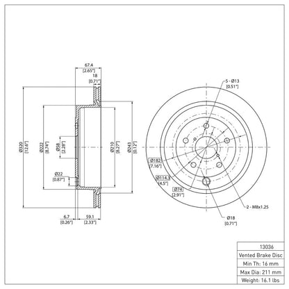 R1 Concepts Rear Brake Rotor for 2006 - 2014 Subaru B9 Tribeca | Part RNCERE - 13036 | rncERE - 13036 - JDMuscleSPK938415