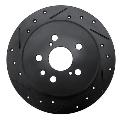 R1 Concepts Rear Left Drilled & Slotted Black Brake Rotor for 1994 - 1995 Toyota Celica | rncECB - 76060L - JDMuscleSPK983699