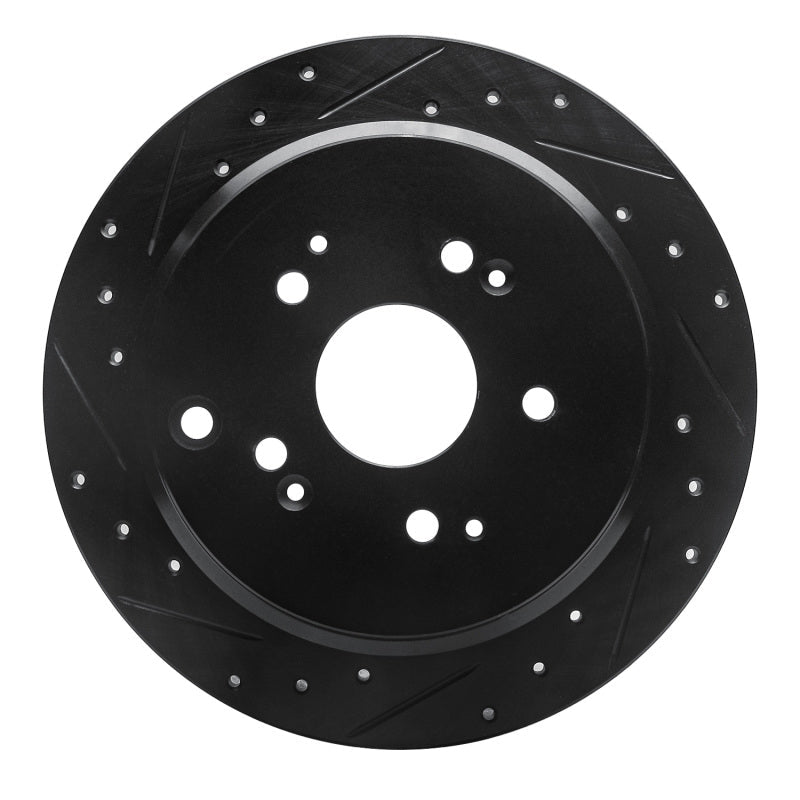 R1 Concepts Rear Left Drilled & Slotted Black Brake Rotor for 2002 - 2004 Honda Odyssey | rncECB - 59047L - JDMuscleSPK975942