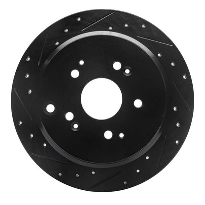 R1 Concepts Rear Left Drilled & Slotted Black Brake Rotor for 2002 - 2004 Honda Odyssey | rncECB - 59047L - JDMuscleSPK975942