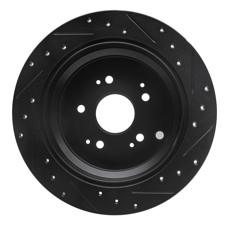 R1 Concepts Rear Left Drilled & Slotted Black Brake Rotor for 2002 - 2004 Honda Odyssey | rncECB - 59047L - JDMuscleSPK975942