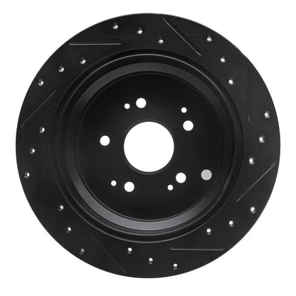 R1 Concepts Rear Left Drilled & Slotted Black Brake Rotor for 2002 - 2004 Honda Odyssey | rncECB - 59047L - JDMuscleSPK975942