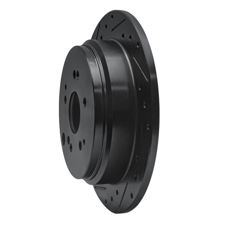 R1 Concepts Rear Left Drilled & Slotted Black Brake Rotor for 2002 - 2004 Honda Odyssey | rncECB - 59047L - JDMuscleSPK975942