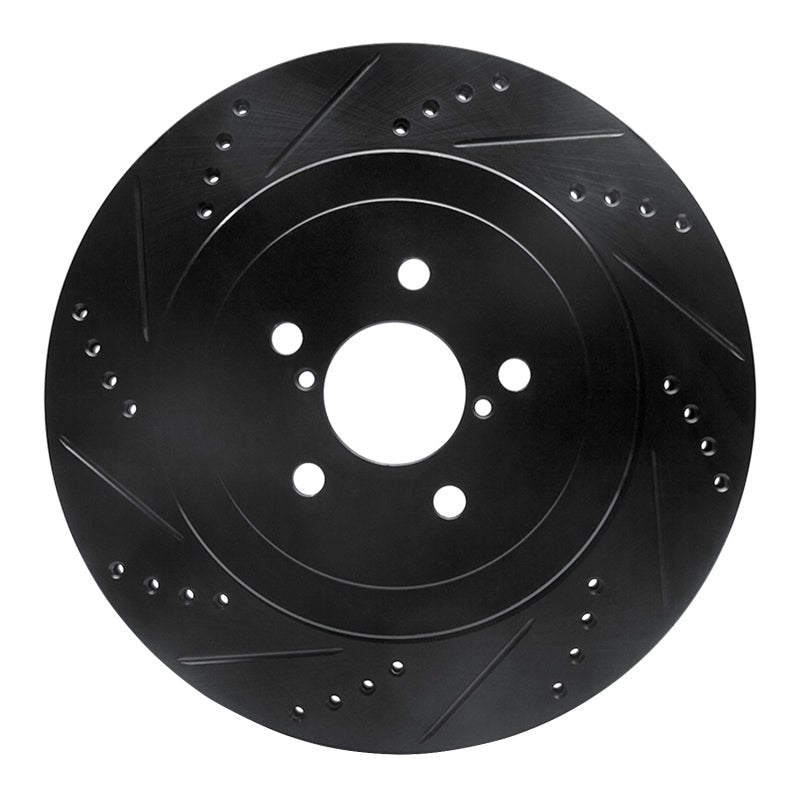 R1 Concepts Rear Left Drilled & Slotted Black Brake Rotor for 2003 - 2004 Subaru Impreza | rncECB - 13015L - JDMuscleSPK973618