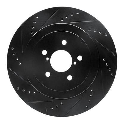 R1 Concepts Rear Left Drilled & Slotted Black Brake Rotor for 2003 - 2004 Subaru Impreza | rncECB - 13015L - JDMuscleSPK973618