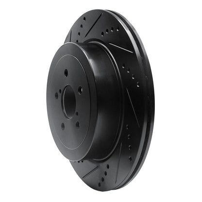 R1 Concepts Rear Left Drilled & Slotted Black Brake Rotor for 2003 - 2004 Subaru Impreza | rncECB - 13015L - JDMuscleSPK973618