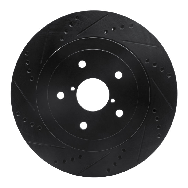 R1 Concepts Rear Left Drilled & Slotted Black Brake Rotor for 2005 - 2007 Subaru Impreza | rncECB - 13017L - JDMuscleSPK973620