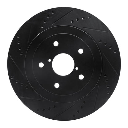 R1 Concepts Rear Left Drilled & Slotted Black Brake Rotor for 2005 - 2007 Subaru Impreza | rncECB - 13017L - JDMuscleSPK973620
