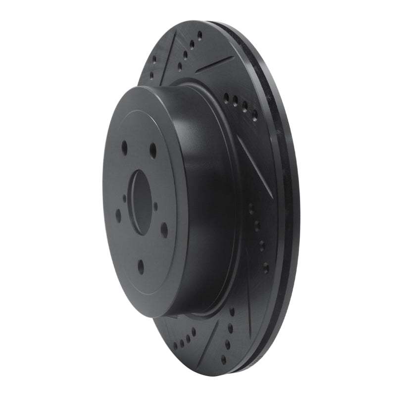 R1 Concepts Rear Left Drilled & Slotted Black Brake Rotor for 2005 - 2007 Subaru Impreza | rncECB - 13017L - JDMuscleSPK973620