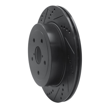 R1 Concepts Rear Left Drilled & Slotted Black Brake Rotor for 2005 - 2007 Subaru Impreza | rncECB - 13017L - JDMuscleSPK973620