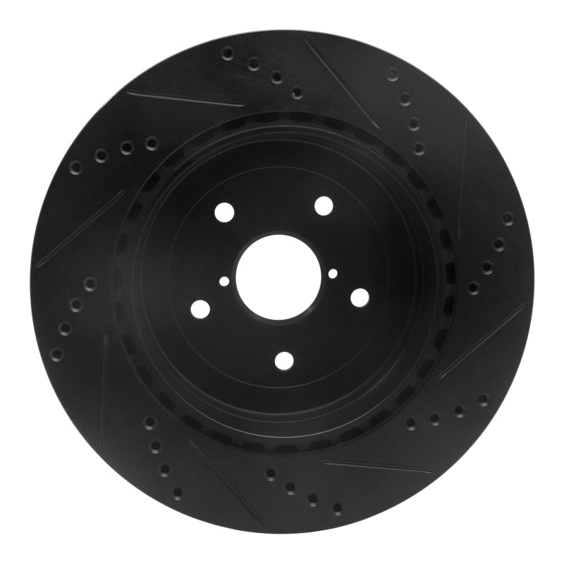 R1 Concepts Rear Left Drilled & Slotted Black Brake Rotor for 2005 - 2007 Subaru Impreza | rncECB - 13017L - JDMuscleSPK973620