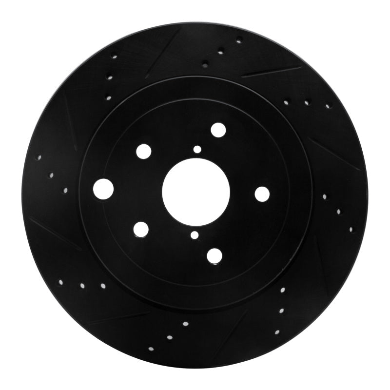 R1 Concepts Rear Left Drilled & Slotted Black Brake Rotor for 2008 - 2020 Subaru WRX | rncECB - 13022L - JDMuscleSPK973630