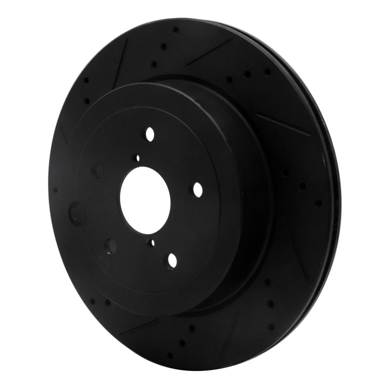 R1 Concepts Rear Left Drilled & Slotted Black Brake Rotor for 2008 - 2020 Subaru WRX | rncECB - 13022L - JDMuscleSPK973630