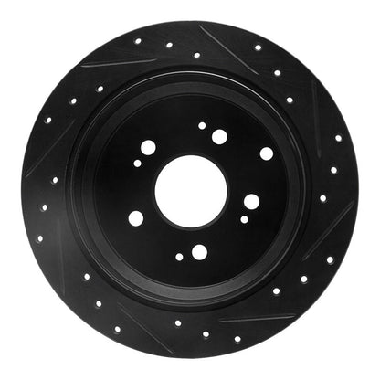 R1 Concepts Rear Left Drilled & Slotted Black Brake Rotor for Honda Odyssey 2005 - 2010 | rncECB - 59050L - JDMuscleSPK975946