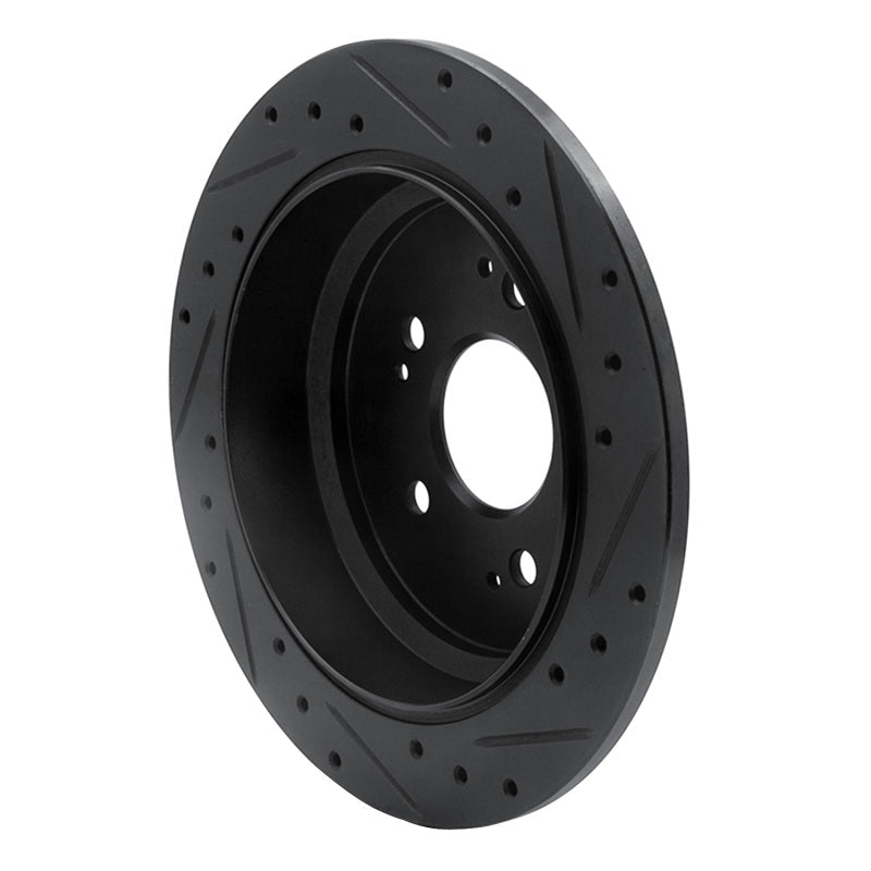 R1 Concepts Rear Left Drilled & Slotted Black Brake Rotor for Honda Odyssey 2005 - 2010 | rncECB - 59050L - JDMuscleSPK975946