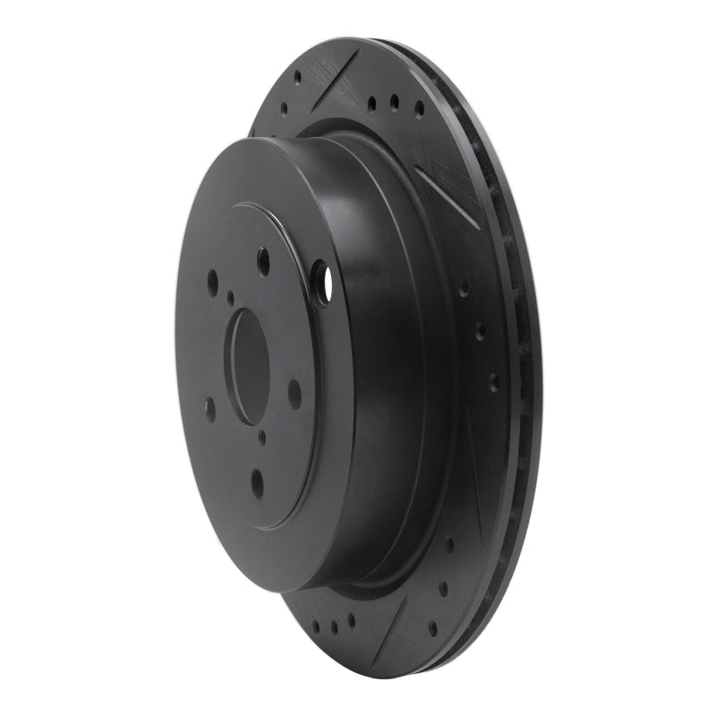 R1 Concepts Rear Left Drilled & Slotted Black Brake Rotor for Subaru Tribeca 2006 - 2014 | rncECB - 13036L - JDMuscleSPK973658