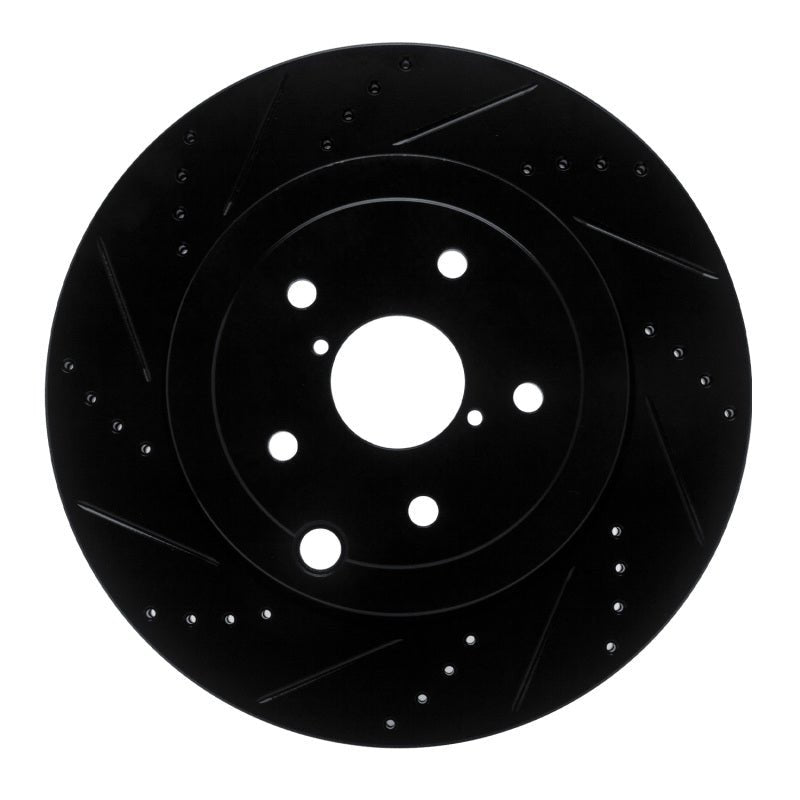 R1 Concepts Rear Left Drilled & Slotted Black Brake Rotor for Subaru WRX 2018 - 2025 – Part No. rncECB - 13042L | rncECB - 13042L - JDMuscleSPK973668