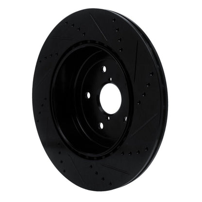 R1 Concepts Rear Left Drilled & Slotted Black Brake Rotor for Subaru WRX 2018 - 2025 – Part No. rncECB - 13042L | rncECB - 13042L - JDMuscleSPK973668