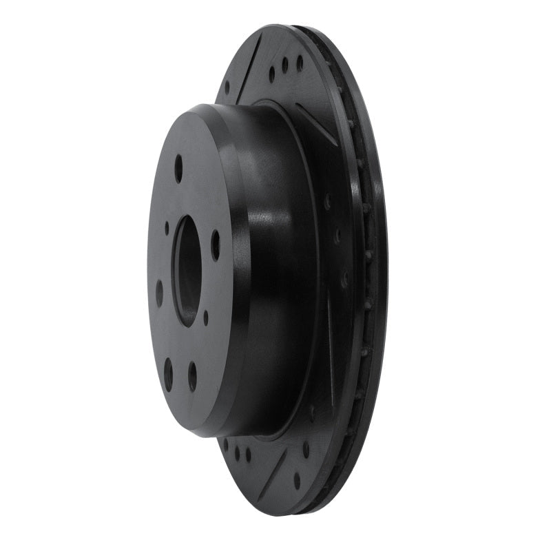 R1 Concepts Rear Left Drilled & Slotted Black Brake Rotor for Toyota Celica 1982 - 1985 | rncECB - 76014L - JDMuscleSPK983655