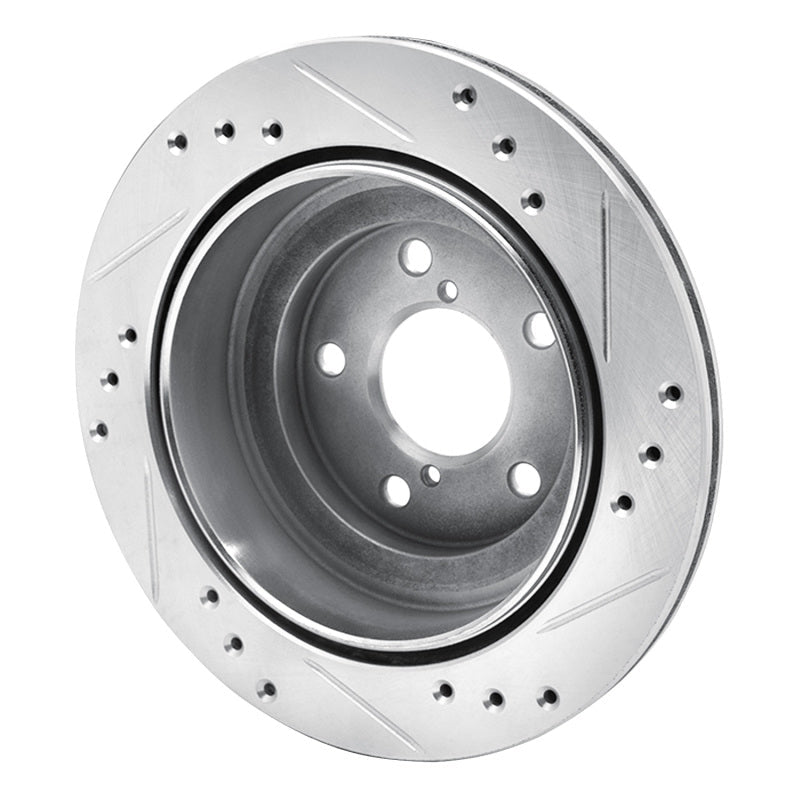 R1 Concepts Rear Left Drilled & Slotted Silver Brake Rotor for 1990 - 1994 Subaru Legacy | rncEDZ - 13010L - JDMuscleSPK984443