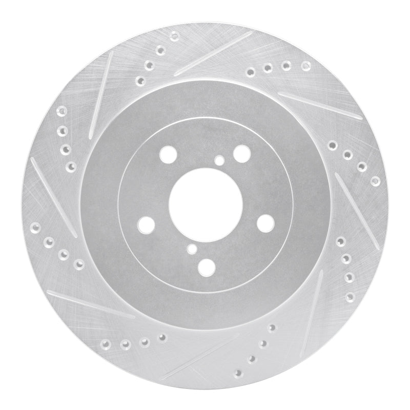 R1 Concepts Rear Left Drilled & Slotted Silver Brake Rotor for 2003 - 2004 Subaru Impreza | rncEDZ - 13015L - JDMuscleSPK984451