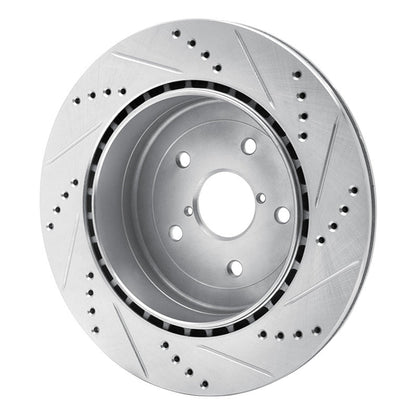 R1 Concepts Rear Left Drilled & Slotted Silver Brake Rotor for 2005 - 2007 Subaru Impreza | rncEDZ - 13017L - JDMuscleSPK976834