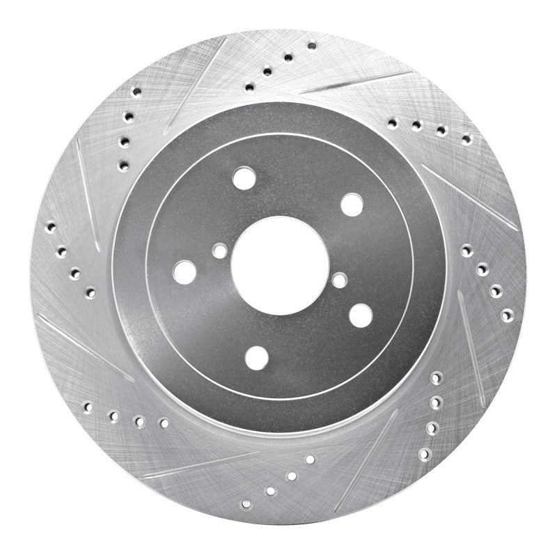 R1 Concepts Rear Left Drilled & Slotted Silver Brake Rotor for 2005 - 2007 Subaru Impreza | rncEDZ - 13017L - JDMuscleSPK976834
