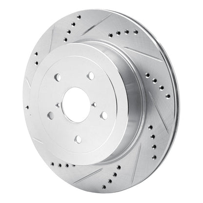 R1 Concepts Rear Left Drilled & Slotted Silver Brake Rotor for 2005 - 2007 Subaru Impreza | rncEDZ - 13017L - JDMuscleSPK976834