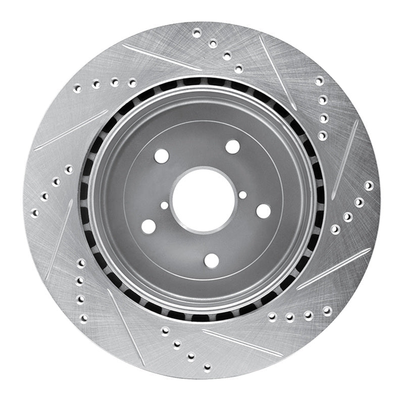 R1 Concepts Rear Left Drilled & Slotted Silver Brake Rotor for 2005 - 2007 Subaru Impreza | rncEDZ - 13017L - JDMuscleSPK976834