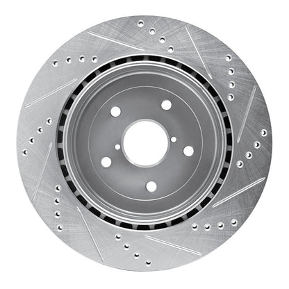 R1 Concepts Rear Left Drilled & Slotted Silver Brake Rotor for 2005 - 2007 Subaru Impreza | rncEDZ - 13017L - JDMuscleSPK976834