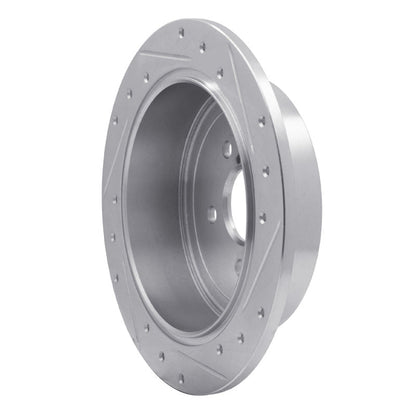 R1 Concepts Rear Left Drilled & Slotted Silver Brake Rotor for 2008 - 2015 Subaru Impreza | rncEDZ - 13021L - JDMuscleSPK976840