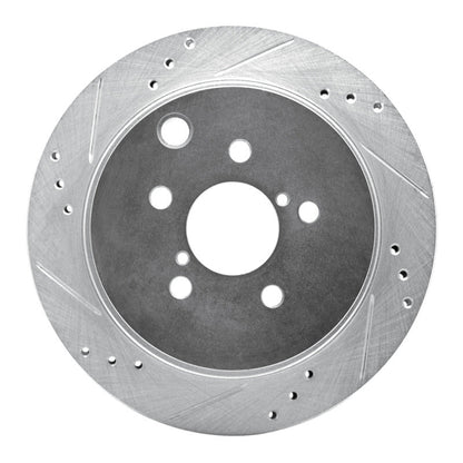 R1 Concepts Rear Left Drilled & Slotted Silver Brake Rotor for 2014 - 2018 Subaru Forester | rncEDZ - 13027L - JDMuscleSPK976844