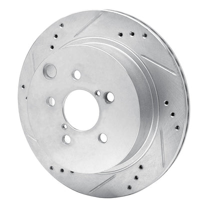 R1 Concepts Rear Left Drilled & Slotted Silver Brake Rotor for 2014 - 2018 Subaru Forester | rncEDZ - 13027L - JDMuscleSPK976844