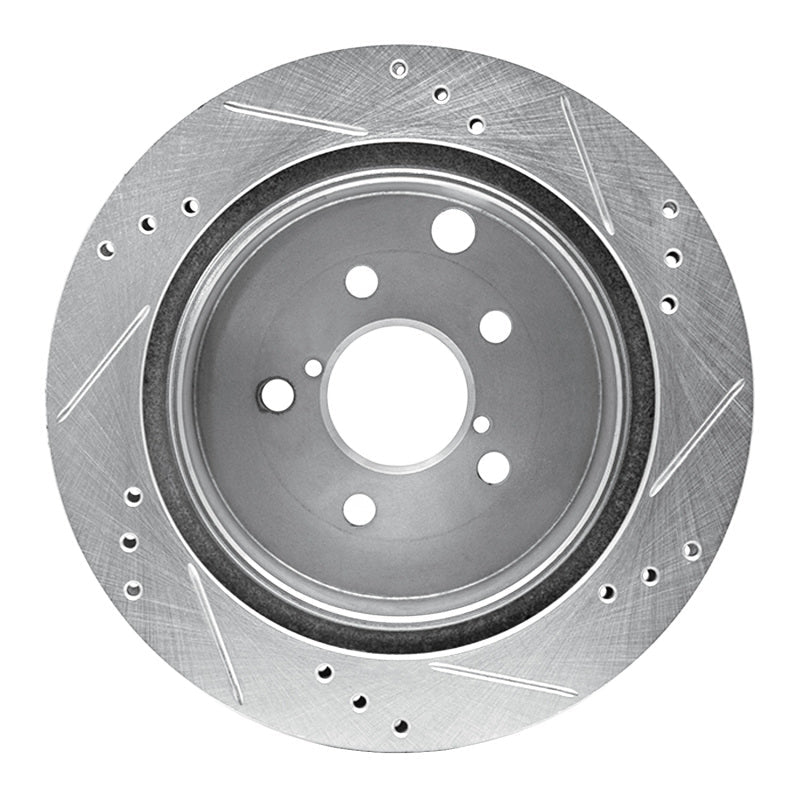 R1 Concepts Rear Left Drilled & Slotted Silver Brake Rotor for 2014 - 2018 Subaru Forester | rncEDZ - 13027L - JDMuscleSPK976844