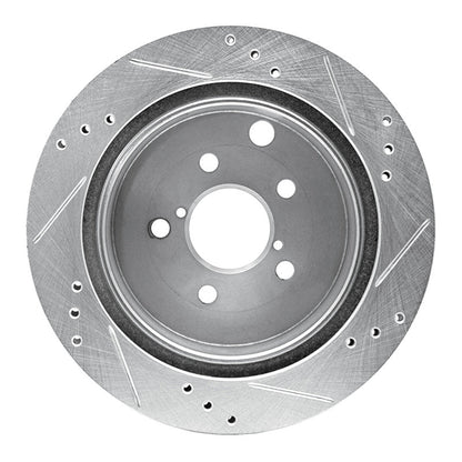 R1 Concepts Rear Left Drilled & Slotted Silver Brake Rotor for 2014 - 2018 Subaru Forester | rncEDZ - 13027L - JDMuscleSPK976844