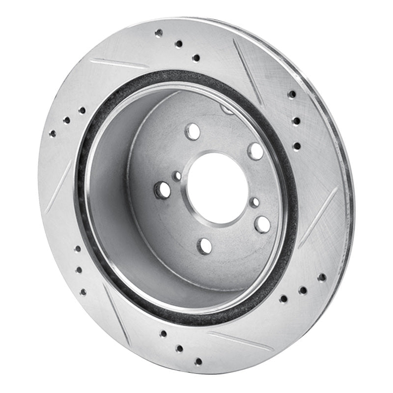 R1 Concepts Rear Left Drilled & Slotted Silver Brake Rotor for 2014 - 2018 Subaru Forester | rncEDZ - 13027L - JDMuscleSPK976844