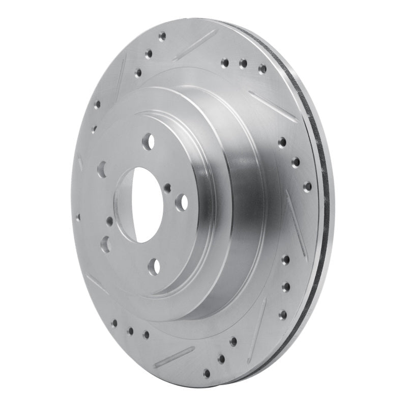 R1 Concepts Rear Left Drilled & Slotted Silver Brake Rotor for Subaru Impreza 2005 - 2009 | rncEDZ - 13019L - JDMuscleSPK976838