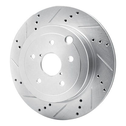 R1 Concepts Rear Left Drilled & Slotted Silver Brake Rotor for Subaru Impreza 2008 - 2020 | rncEDZ - 13022L - JDMuscleSPK976842
