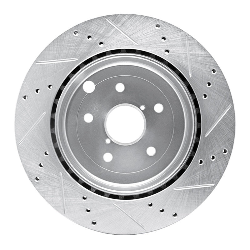 R1 Concepts Rear Left Drilled & Slotted Silver Brake Rotor for Subaru Impreza 2008 - 2020 | rncEDZ - 13022L - JDMuscleSPK976842