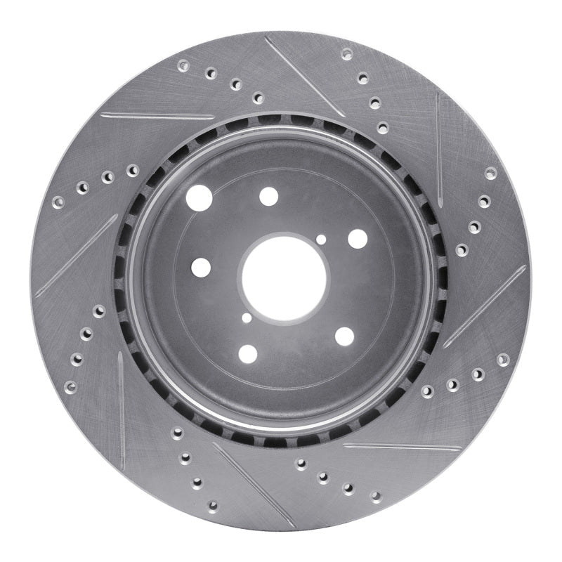 R1 Concepts Rear Left Drilled & Slotted Silver Brake Rotor for Subaru WRX STI (2018 - 2025) - Part  RNCEDZ - 13042L | rncEDZ - 13042L - JDMuscleSPK984480