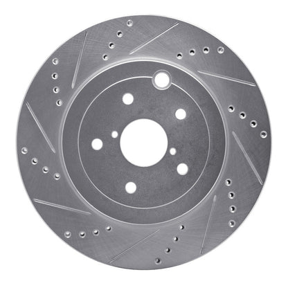 R1 Concepts Rear Left Drilled & Slotted Silver Brake Rotor for Subaru WRX STI (2018 - 2025) - Part  RNCEDZ - 13042L | rncEDZ - 13042L - JDMuscleSPK984480
