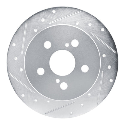 R1 Concepts Rear Left Drilled & Slotted Silver Brake Rotor for Toyota Corolla (Years 2019 - 2025) | rncEDZ - 76156L - JDMuscleSPK987675