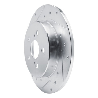R1 Concepts Rear Left Drilled & Slotted Silver Brake Rotor for Toyota Corolla (Years 2019 - 2025) | rncEDZ - 76156L - JDMuscleSPK987675