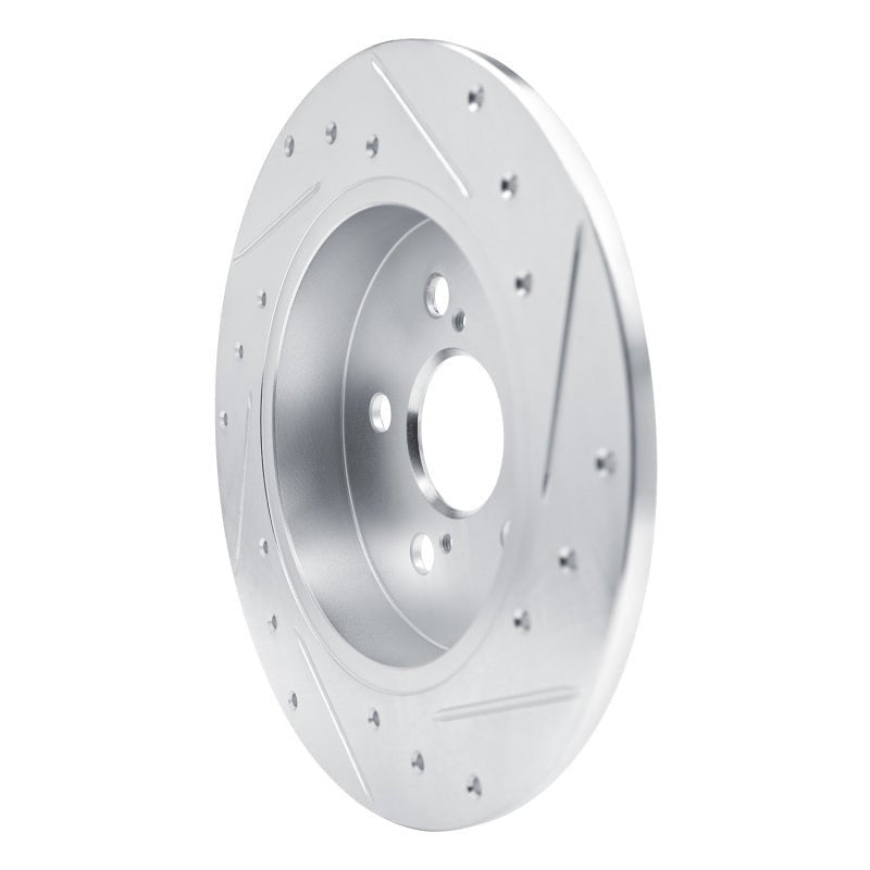 R1 Concepts Rear Left Drilled & Slotted Silver Brake Rotor for Toyota Corolla (Years 2019 - 2025) | rncEDZ - 76156L - JDMuscleSPK987675