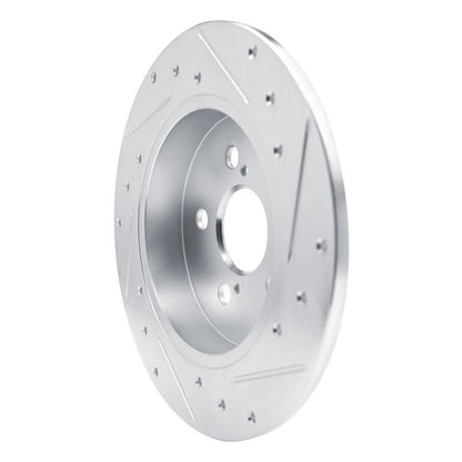 R1 Concepts Rear Left Drilled & Slotted Silver Brake Rotor for Toyota Corolla (Years 2019 - 2025) | rncEDZ - 76156L - JDMuscleSPK987675