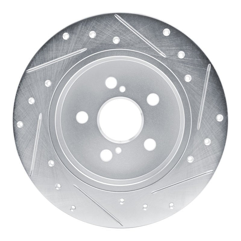 R1 Concepts Rear Left Drilled & Slotted Silver Brake Rotor for Toyota Corolla (Years 2019 - 2025) | rncEDZ - 76156L - JDMuscleSPK987675