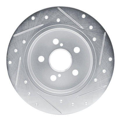 R1 Concepts Rear Left Drilled & Slotted Silver Brake Rotor for Toyota Corolla (Years 2019 - 2025) | rncEDZ - 76156L - JDMuscleSPK987675
