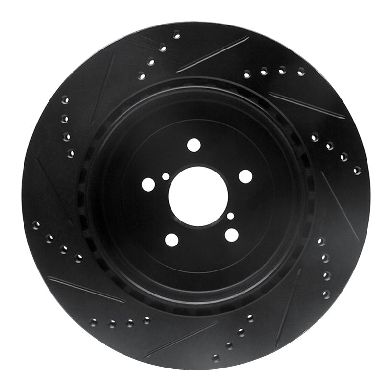 R1 Concepts Rear Right Drilled & Slotted Black Brake Rotor for 2003 - 2004 Subaru Impreza | rncECB - 13015R - JDMuscleSPK973619